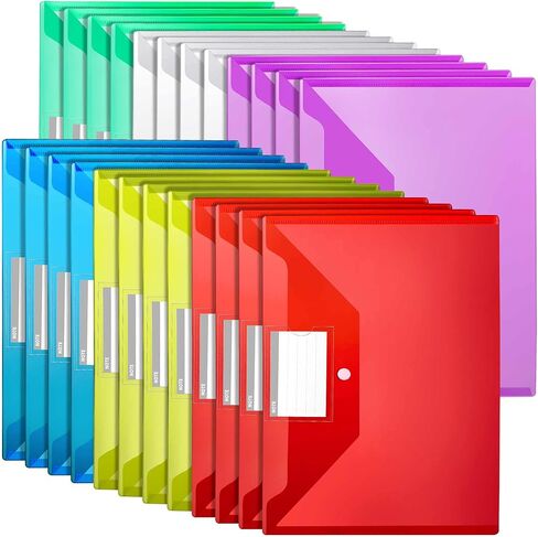 LEOBRO Plastic File Folders - 4PCS A4 Size with Pocket, Snap Closure, Reusable Clear File Bags in Saudi Arabia