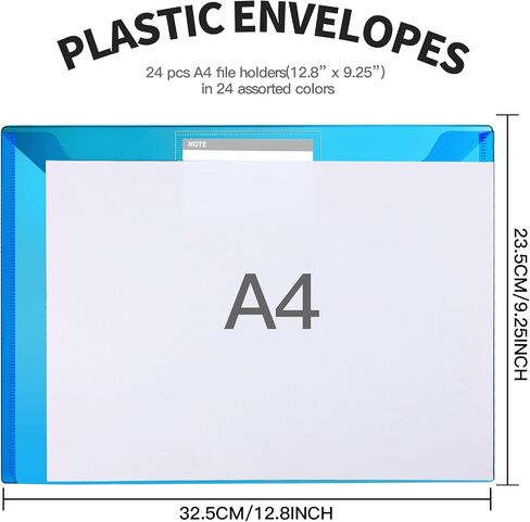 LEOBRO Plastic File Folders - 4PCS A4 Size with Pocket, Snap Closure, Reusable Clear File Bags in Saudi Arabia