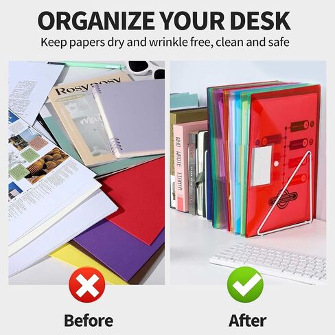 LEOBRO Plastic File Folders - 4PCS A4 Size with Pocket, Snap Closure, Reusable Clear File Bags in Saudi Arabia
