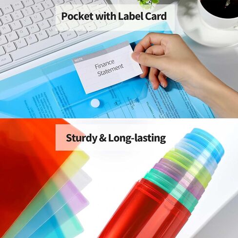 LEOBRO Plastic File Folders - 4PCS A4 Size with Pocket, Snap Closure, Reusable Clear File Bags in Saudi Arabia
