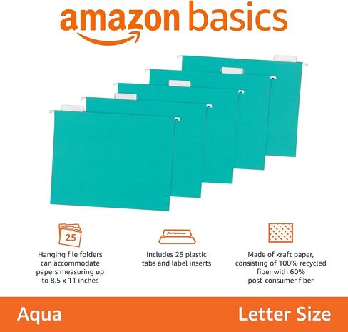 Amazon Basics Sturdy Hanging File Folders, Letter Size, Gray, 25-Pack in Saudi Arabia
