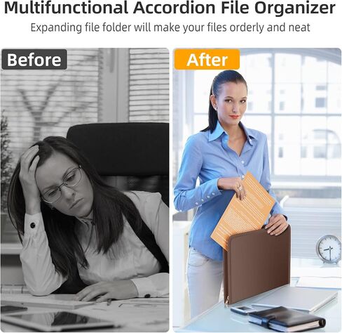 Huolewa Fireproof Accordion File Organizer, Portable Expanding File Folder with Waterproof Zipper&Labels, Black Document Organizer with 13 Pockets, File Organizer for Important Document/Paper Storage in Saudi Arabia