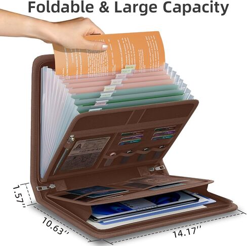 Huolewa Fireproof Accordion File Organizer, Portable Expanding File Folder with Waterproof Zipper&Labels, Black Document Organizer with 13 Pockets, File Organizer for Important Document/Paper Storage in Saudi Arabia