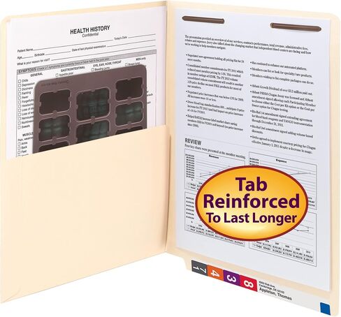 Smead End Tab Pocket Folder with Fastener, Straight-Cut Tab, 1 Pocket, Letter Size, Manila, 50 per Box (34100), Pack of 1 in Saudi Arabia