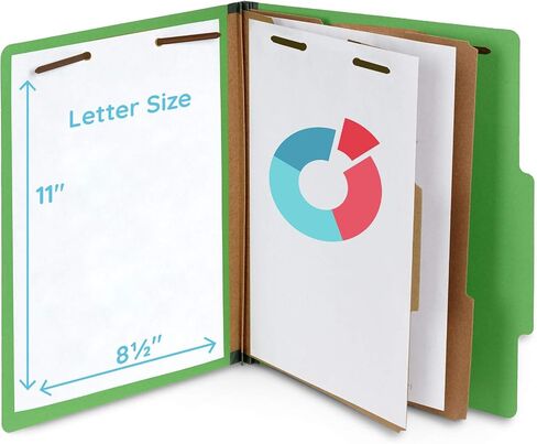 10 Green Classification Folders, 2 Divider, 2 Inch Tyvek expansions, Durable 2 Prongs Designed to Organize Standard Medical Files, Law Client Files, Office Reports, Letter Size, Green, 10 Pack in Saudi Arabia