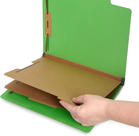 10 Green Classification Folders, 2 Divider, 2 Inch Tyvek expansions, Durable 2 Prongs Designed to Organize Standard Medical Files, Law Client Files, Office Reports, Letter Size, Green, 10 Pack in Saudi Arabia