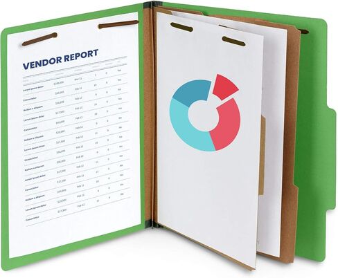 10 Green Classification Folders, 2 Divider, 2 Inch Tyvek expansions, Durable 2 Prongs Designed to Organize Standard Medical Files, Law Client Files, Office Reports, Letter Size, Green, 10 Pack in Saudi Arabia