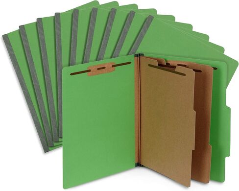 10 Green Classification Folders, 2 Divider, 2 Inch Tyvek expansions, Durable 2 Prongs Designed to Organize Standard Medical Files, Law Client Files, Office Reports, Letter Size, Green, 10 Pack in Saudi Arabia