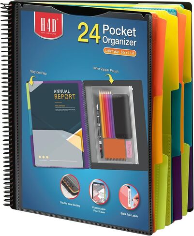 H4D 12 Pocket Morandi Color Spiral Multi Pocket Folder Poly Project Organizer in Saudi Arabia