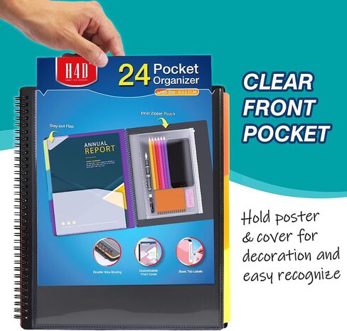 H4D 12 Pocket Morandi Color Spiral Multi Pocket Folder Poly Project Organizer in Saudi Arabia