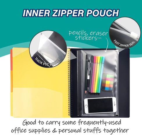H4D 12 Pocket Morandi Color Spiral Multi Pocket Folder Poly Project Organizer in Saudi Arabia