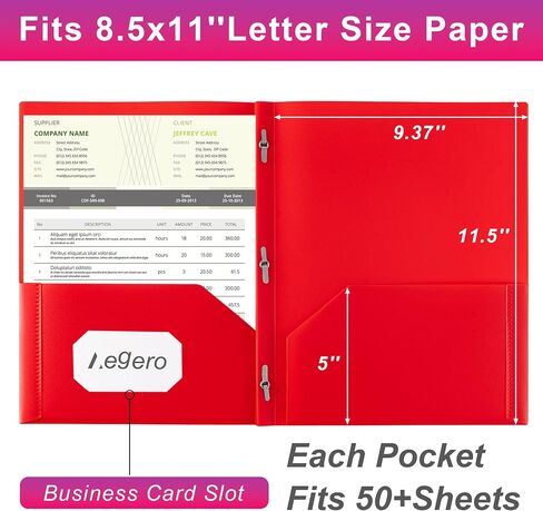 Folders with Pockets and Prong with Fasteners (6 Pack, Assorted Colors),Durable Plastic Pocket Folders with Prongs,Tear Resistant,2 Pocket 3 Prong Folders for Schoolwork & Office,Letter Size in Kuwait