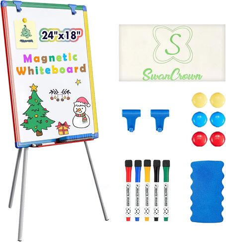 Magnetic Whiteboard Easel with Stand Dry Erase Flipchart Board for School Classroom Home Children Teaching Display,Colorful Frame,24x18inches in Saudi Arabia