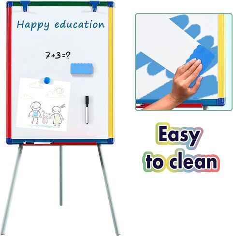 Magnetic Whiteboard Easel with Stand Dry Erase Flipchart Board for School Classroom Home Children Teaching Display,Colorful Frame,24x18inches in Saudi Arabia