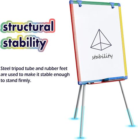 Magnetic Whiteboard Easel with Stand Dry Erase Flipchart Board for School Classroom Home Children Teaching Display,Colorful Frame,24x18inches in Saudi Arabia