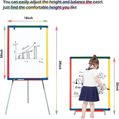 Magnetic Whiteboard Easel with Stand Dry Erase Flipchart Board for School Classroom Home Children Teaching Display,Colorful Frame,24x18inches in Saudi Arabia