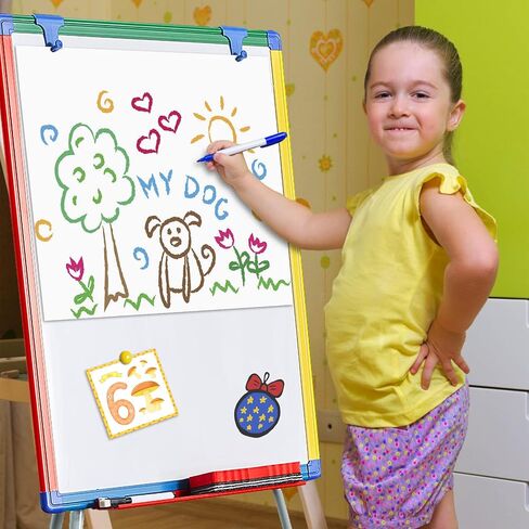 Magnetic Whiteboard Easel with Stand Dry Erase Flipchart Board for School Classroom Home Children Teaching Display,Colorful Frame,24x18inches in Saudi Arabia