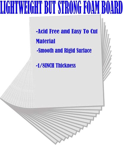 20Pack Foam Core Board ، 11 "x15" لوحة رغوة بيضاء ، 3/16 " / 5 ملم ، مركز Foam Foam ، لوحات دعم للصور الفوتوغرافية والأعمال الفنية ، النمذجة ثلاثية الأبعاد ، اللافتات ، صنع الملصقات in Kuwait