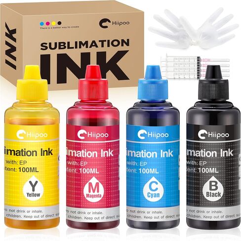 HIIPOO SUBLIMATION حبر تعيد ملء الزجاجات مع WF7710 ET2760 ET2720 ET2803 ET2800 ET15000 C88+ طابعة نفايات الحبر الحرارية. in Kuwait