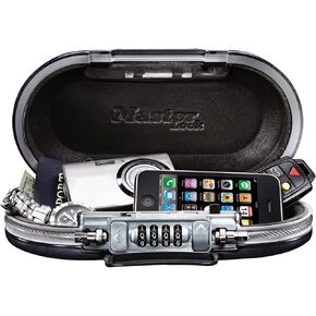 Master Lock Portable Small Lock Box, Set Your Own Combination Lock Portable Safe, Personal Travel Safe, ‎5900D, Gunmetal Grey