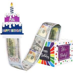 Money Box with Pull Out Birthday Card and Bags - A Fun Way to Gift Cash for Birthdays