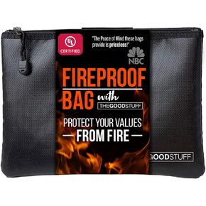 Fireproof Document Bag Legal Size: 15" x 11" [2000°F UL Certified] Protect Birth Certificates, Contracts, Legal Papers, Cash, and Other Valuables - Water and Fire Resistant File Bags