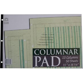 NORCOM POLUMENAR PAD 13 أعمدة ، 11 × 16.375 بوصة ، 50 ورقة ، الأخضر (76713-10)