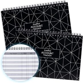 CASMONAL A5 Check Registers for Personal Checkbook, Big Checkbook Register & Financial Transaction Ledger Log Book for Small Business, Track Payments, Deposits, Debit Card and Bank Account, Black