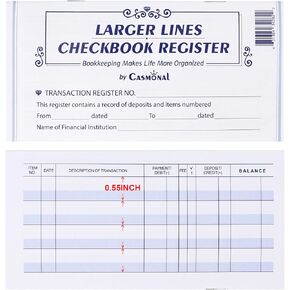 Larger Lines 20 Pack Checkbook Register, Check Registers for Personal Use, Blank Ledger Transaction Registers for Personal or Business Banking, Check Register Book Easy to Read, 24/25/26 Calendars