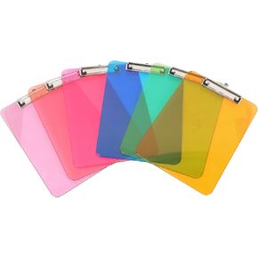 Amazon Basics Colorful, Sturdy, Lightweight Plastic Clipboards, Pack of 6, Letter Size, Assorted Colors