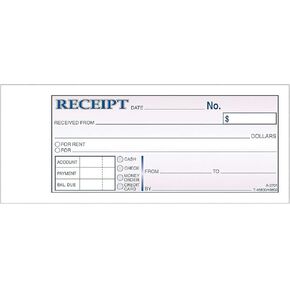 Adams Money and Rent Receipt Book, 2-Part, Carbonless, 2.75 x 7.19 Inch, 50 Sets, White and Canary (DC2701)