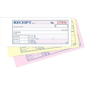 Adams Money/Rent Receipt Book, Carbonless, 3-Part, 2-3/4 x 7-3/16 Inches, 50 Sets per Book (TC2701)