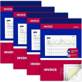 2 Packs Invoice Book for Small Business 2-Part Carbonless, 5-1/8"x7-29/32" Receipt Book for Small Business, White/Canary Invoice Receipt Book, Purchase Order, Sales Order(50 Sets per Book)