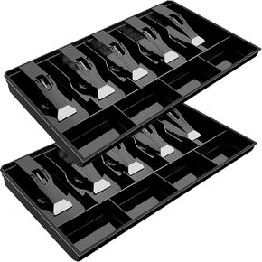 Hoteam 2 Pcs Cash Drawer Cash Drawer Tray Cash Tray Money Tray Cash Register Drawer Insert Tray with Plastic Clip, for Money Coin Storage(4 Bills 3 Coins)