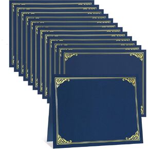 24 Pack Navy Blue Certificate Holders with Gold Foil Border, Certificate Covers for 8.5 x 11 Inch Certificate Paper Graduation Award Documents