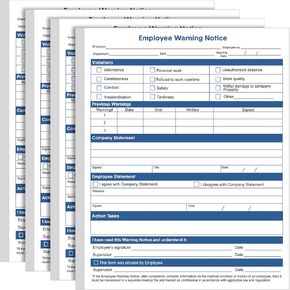 Kisston 200 Sheets Employee Warning Notice Form Performance Appraisal Form 11 x 8.5 Inches Employee Discipline Action Sheet for Office Management Supplies(Warning Notice Form)