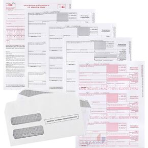 Dutymark 1099 NEC Forms 2024 for 25 Recipients 4 Part Laser Tax Forms Kit, 3 1096 Forms, 25 Security Self Seal Envelopes, Great for QuickBooks and Accounting Software, 2024 1099 NEC