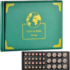 Coin Collection Supplies Holder Book for Collectors, 300 Pockets Coin Collection Organizer Storage Box Case Album for 20/25/ 27/30/ 38mm Coin (Earth Pattern Black) in Kuwait