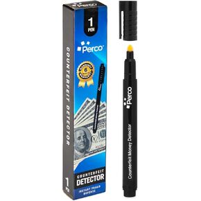 Perco Counterfeit Money Detector Pen - Easy to Use and Reliable Universal Currency Fake Bill Checker for Personal & Commercial Use - Ensures Authenticity & Prevents Fraud