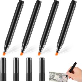 Outus 4 Pieces Counterfeit Bill Detector Marker Pen Counterfeit Money Pen Fake Money Checker Universal False Currency Pen Bills Money Loss Prevention Tester Pocket Size