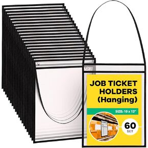 Hanging Job Ticket Holders 9x12 - (30 Pack), by Paper Plan - Strong, Reusable Horizontal Sleeves for Easy and Lasting Organization