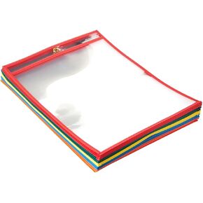 Amazon BASICS Highted Drick Dry Ticket Mockets مع فيلم بلاستيكي واضح وحافة النسيج متعددة الألوان ، 8.5 "× 11" ، حزمة من 25