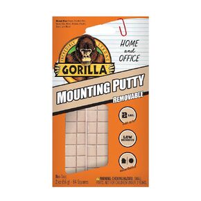 Gorilla Mounting Putty, Non-Toxic Hanging Adhesive, Removeable & Repositionable, 168 Pre-Cut Squares, 4oz/113g, Natural Tan Color, (Pack of 1)
