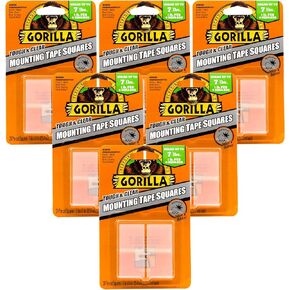Gorilla Tough & Clear Double Sided Tape Squares; 24 1" Pre-Cut Mounting Squares; Clear; (Pack of 1)