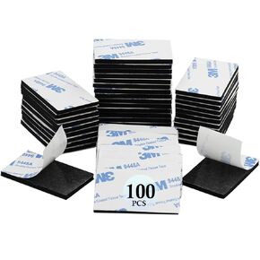 Double Sided Adhesive Pads,Heavy Duty Mounting Tape,48Pcs 3mm Thickness Pre-Cut Foam Tape,Super-Sticky Black Strong Pads Rectangle Shape Waterproof for Walls Picture, Car, Home, Office
