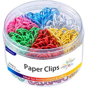Colored Jumbo Paper Clips, 300pcs 2 Inch (50 mm) Paper Clip Paperclips Colorful Clips for Paperwork Ideal for Home, School and Office Use Colored (Multicolored)