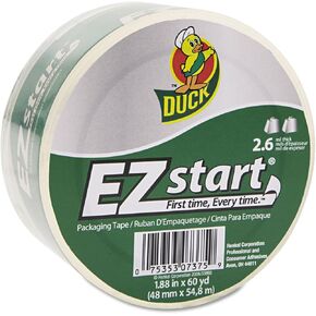 Duck EZ Start Clear Packing Tape with Dispensers – 4 Rolls of Packaging Tape for Shipping, Moving & Storage - Quiet Easy Start Tape for Boxes & Mailing Supplies, 1.88 Inch x 55 Yards (287731)