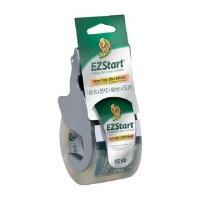 Duck EZ Start Clear Packing Tape with Dispenser - Packaging Tape for Shipping, Moving & Storage - Quiet Easy Start Tape for Boxes & Mailing Supplies, 1.88 Inch x 55 Yards (1259457)