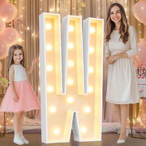 Pooqla 4 FT Light Up Marquee Numbers, Marquee Number Lights 4 Feet Tall for 1st 16th 21st Birthday, Giant Letter Sign Big Mosaic Numbers for Balloons Party Anniversary Wedding Decorations, Number 1