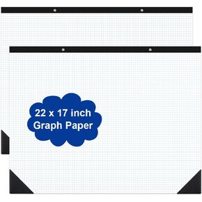Large Engineering Graph Paper - 22" x 17" Grid Paper, 50 Sheets/100 Pages, 4"x4" Blue Grid Paper Pad Giant Drafting Pad Sketching Graph Paper for Engineer Architect Designer Mathematician Draftsman